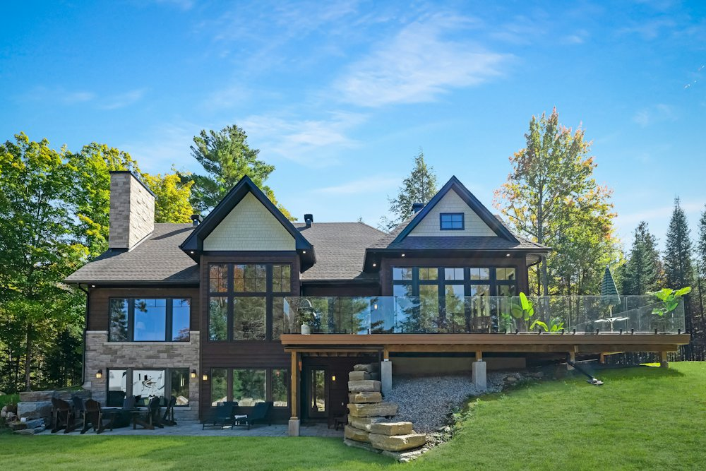 Home exterior with stone and siding